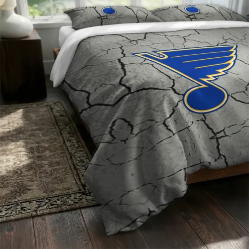 St Louis Blues Cracked Texture Bedding Set Fashion Forward