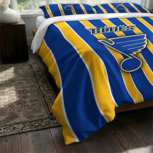St Louis Blues Stripe Style Bedding Set Fashion Forward
