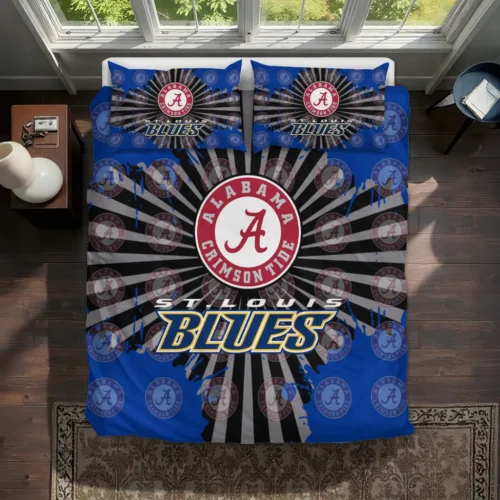St Louis Blues Sunburst Splatter Bedding Set Best Selling