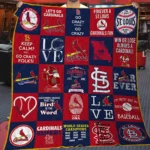 St Louis Cardinals Quilt Blanket Patchwork Logo Red Blue