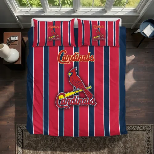 St Louis Cardinals Stripe Style Bedding Set Best Selling