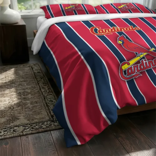 St Louis Cardinals Stripe Style Bedding Set Fashion Forward