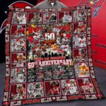 Tampa Bay Buccaneers Quilt Blanket 50th Anniversary Red Black