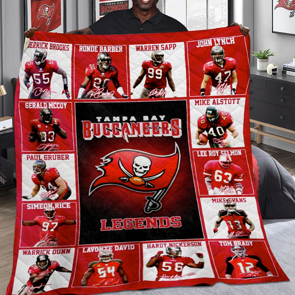 Tampa Bay Buccaneers Quilt Blanket Legends Red White Tampa Bay Buccaneers Quilt Blanket Legends Red White