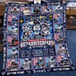 Tennessee Titans Quilt Blanket 65th Anniversary Blue White