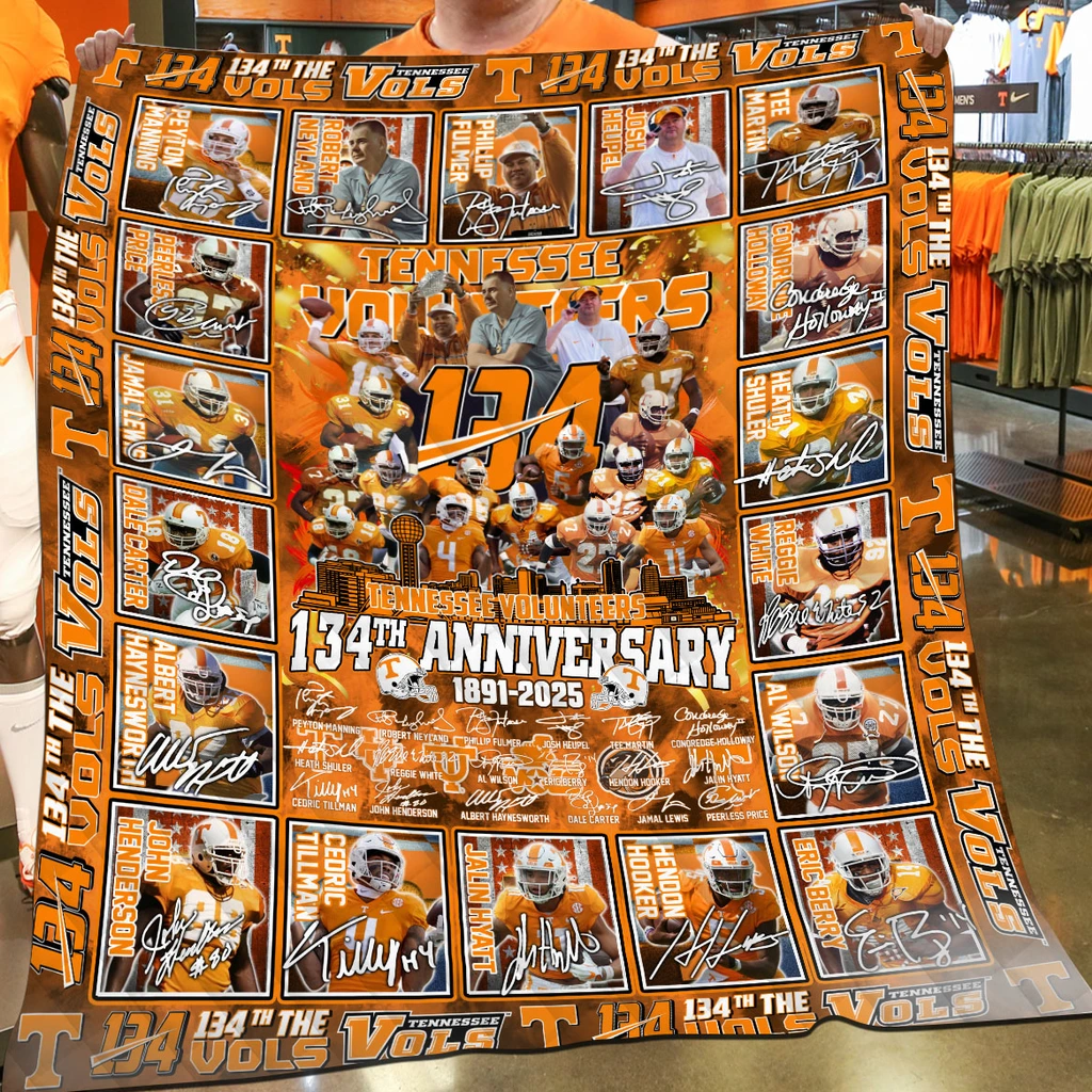 Tennessee Volunteers Quilt Blanket 134th Anniversary Orange White Tennessee Volunteers Quilt Blanket 134th Anniversary Orange White