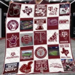 Texas Am Quilt Blanket Football Patchwork Maroon White