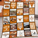 Texas Longhorns Quilt Blanket Patchwork Logo Orange White