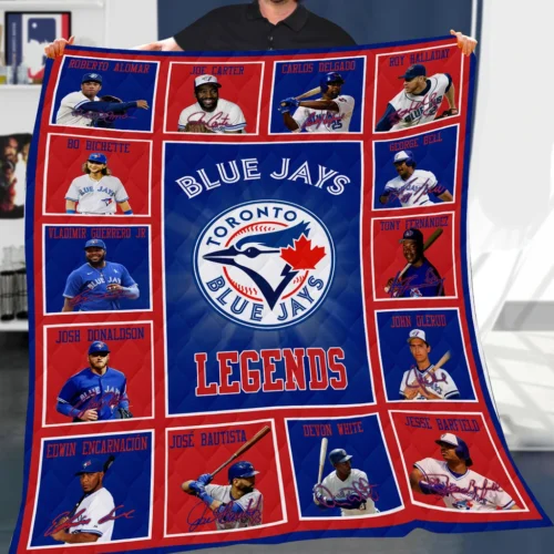 Toronto Blue Jays Quilt Blanket Legends Blue Red