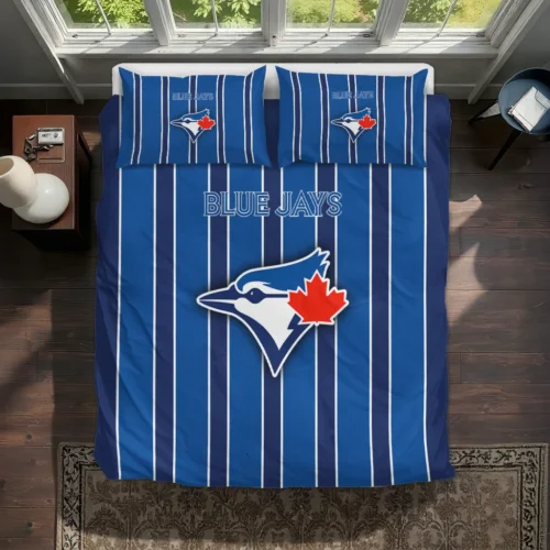Toronto Blue Jays Stripe Style Bedding Set Best Selling