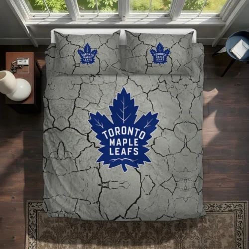 Toronto Maple Leafs Cracked Texture Bedding Set Best Selling