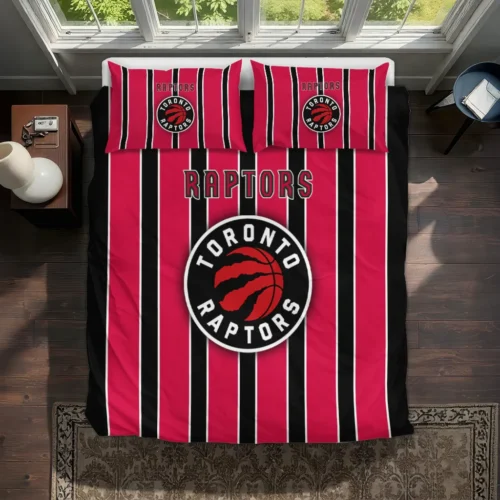 Toronto Raptors Stripe Style Bedding Set Best Selling