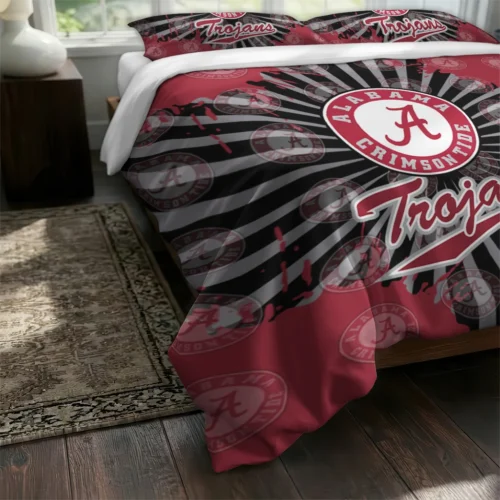 Troy Trojans Sunburst Splatter Bedding Set Fashion Forward