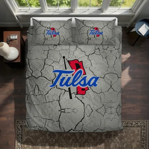 Tulsa Golden Hurricane Cracked Texture Bedding Set Best Selling