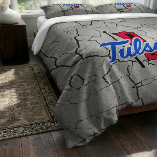 Tulsa Golden Hurricane Cracked Texture Bedding Set Fashion Forward