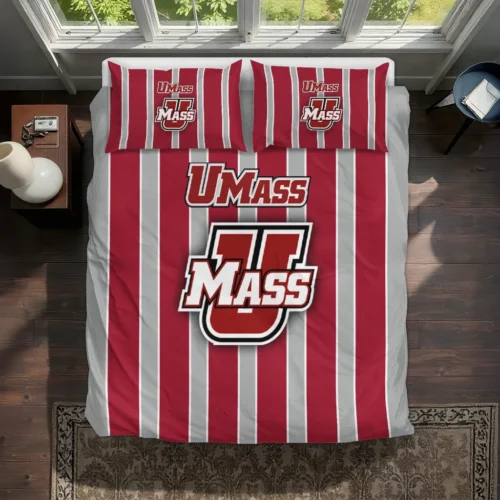 Umass Minutemen Stripe Style Bedding Set Best Selling