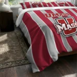 Umass Minutemen Stripe Style Bedding Set Best Selling