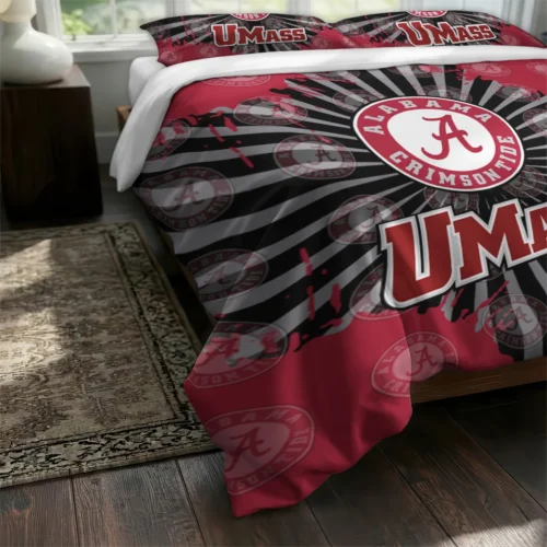 Umass Minutemen Sunburst Splatter Bedding Set Fashion Forward