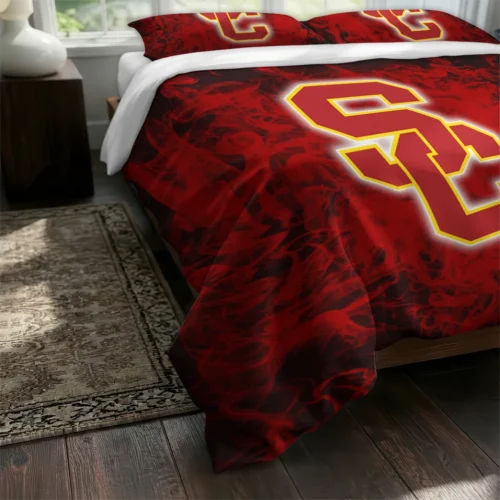 Usc Trojans Red Mist Bedding Set Fashion Forward