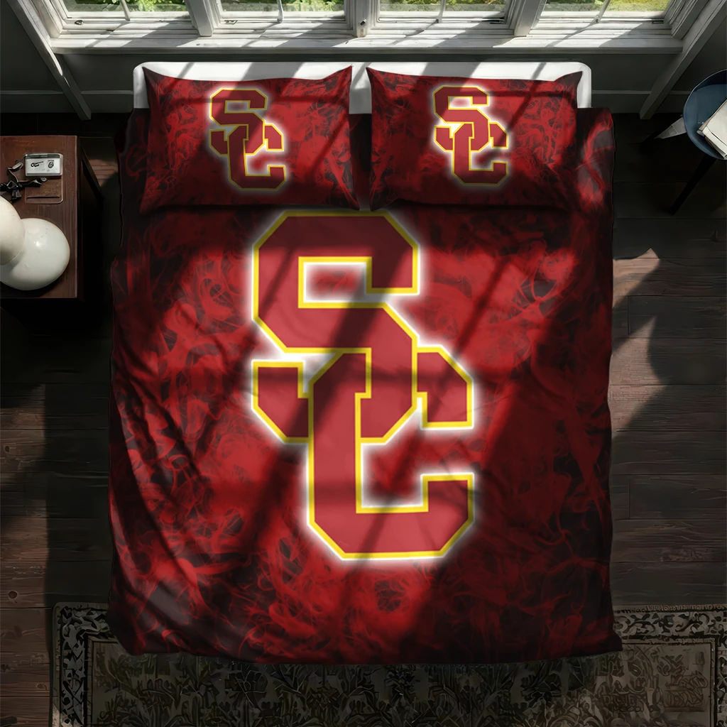 Usc Trojans Red Mist Bedding Set New Arrival Usc Trojans Red Mist Bedding Set New Arrival