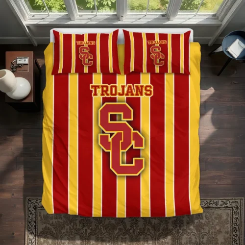 Usc Trojans Stripe Style Bedding Set Best Selling