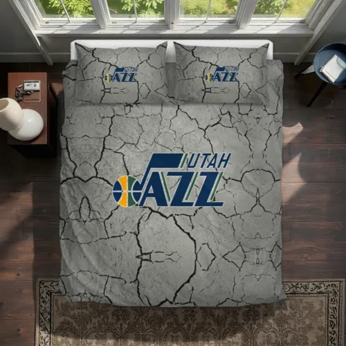 Utah Jazz Cracked Texture Bedding Set Best Selling