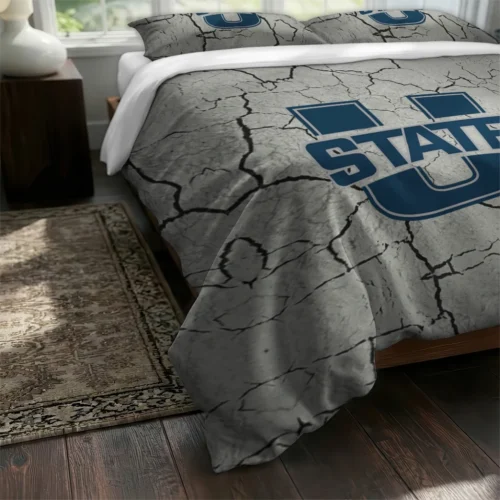 Utah State Aggies Cracked Texture Bedding Set Fashion Forward
