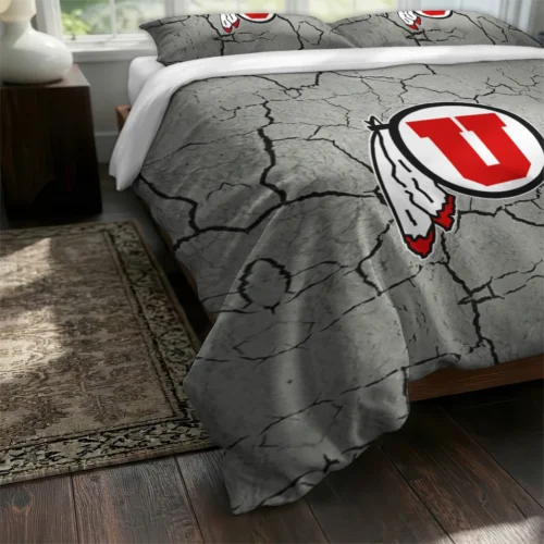 Utah Utes Cracked Texture Bedding Set Fashion Forward