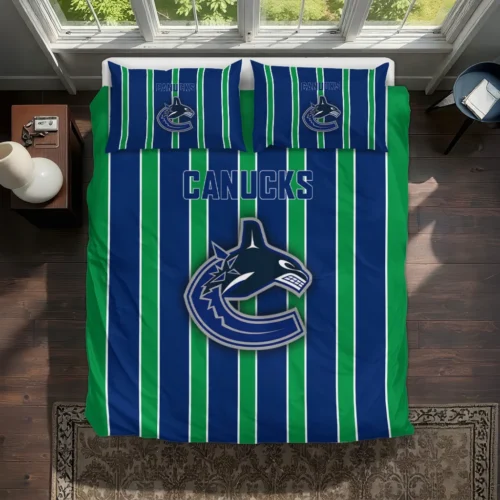 Vancouver Canucks Stripe Style Bedding Set Best Selling
