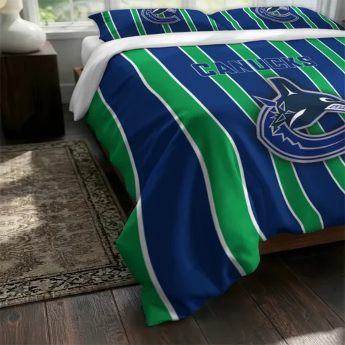 Vancouver Canucks Stripe Style Bedding Set Fashion Forward