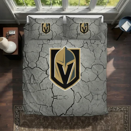 Vegas Golden Knights Cracked Texture Bedding Set Best Selling