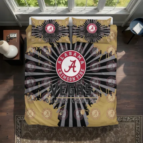 Vegas Golden Knights Sunburst Splatter Bedding Set Best Selling