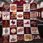 Virginia Tech Quilt Blanket Patchwork Maroon Orange