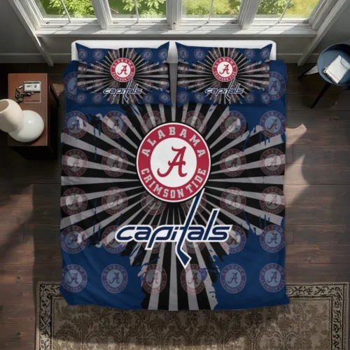 Washington Capitals Sunburst Splatter Bedding Set Best Selling