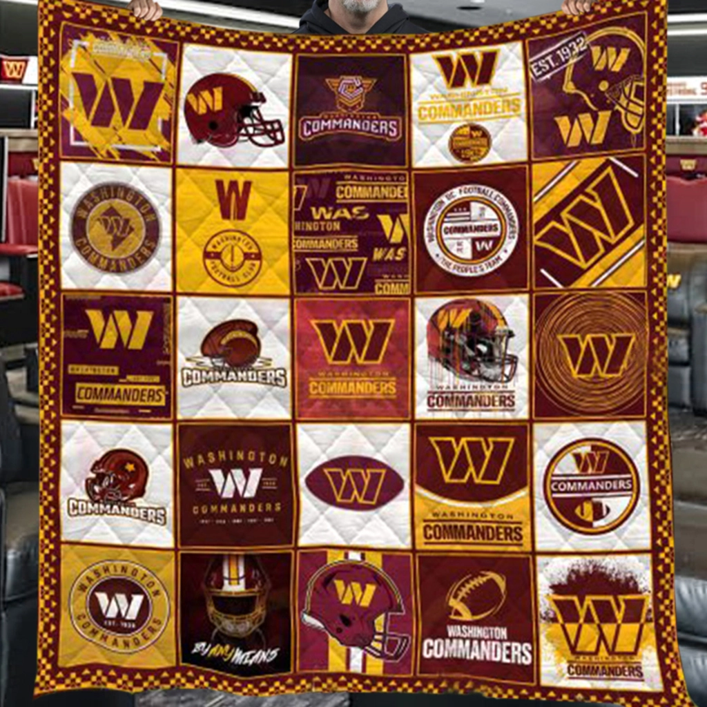 Washington Commanders Quilt Blanket Patchwork Logo Yellow Maroon Washington Commanders Quilt Blanket Patchwork Logo Yellow Maroon