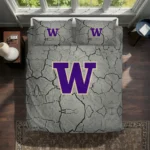 Washington Huskies Bedding Set - Cracked Texture Gray Purple 1 Washington Huskies Cracked Texture Bedding Set Best Selling