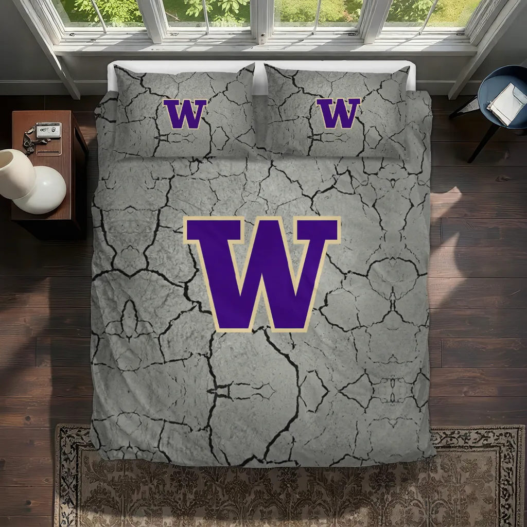 Washington Huskies Cracked Texture Bedding Set Best Selling Washington Huskies Cracked Texture Bedding Set Best Selling