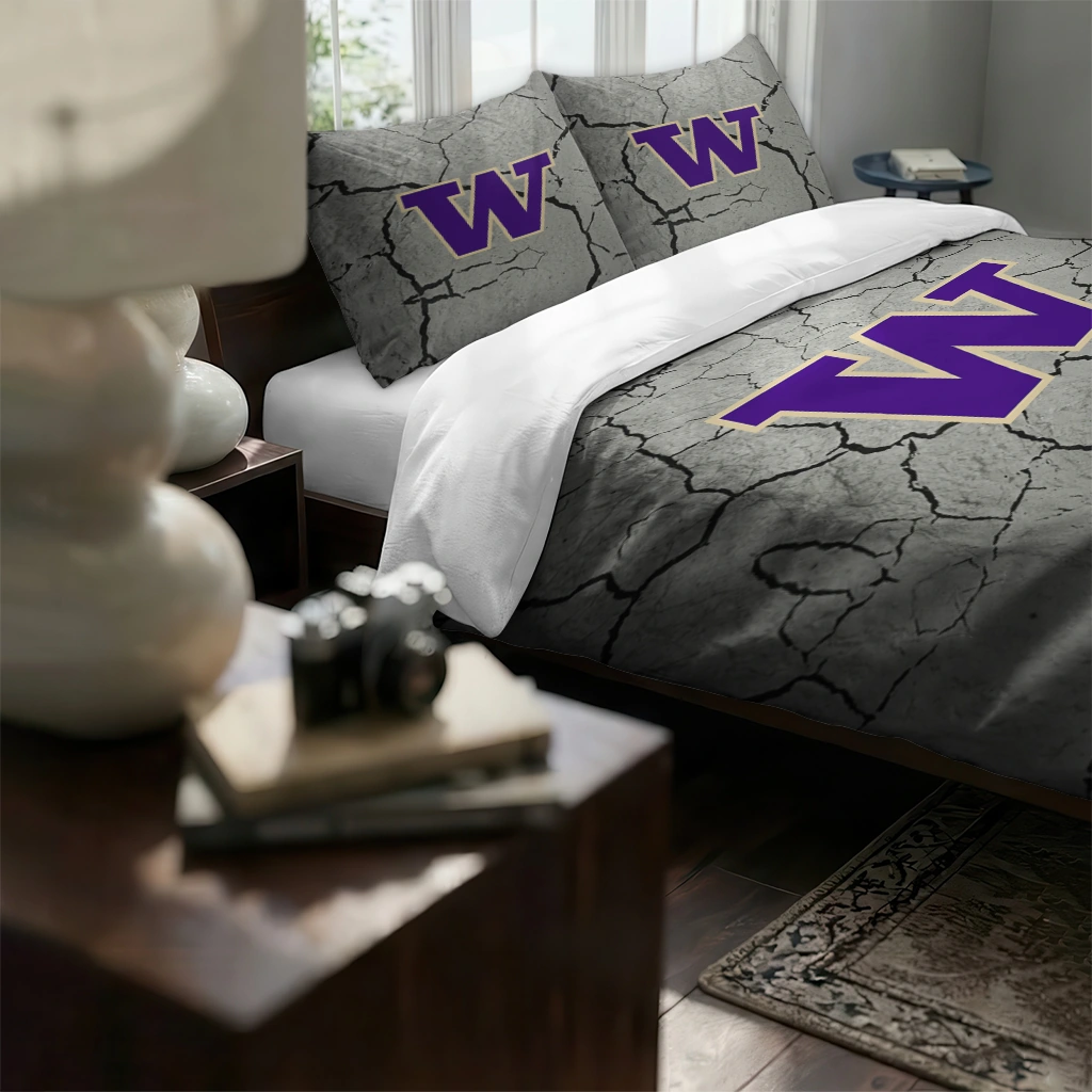 Washington Huskies Cracked Texture Bedding Set High Quality Washington Huskies Cracked Texture Bedding Set High Quality