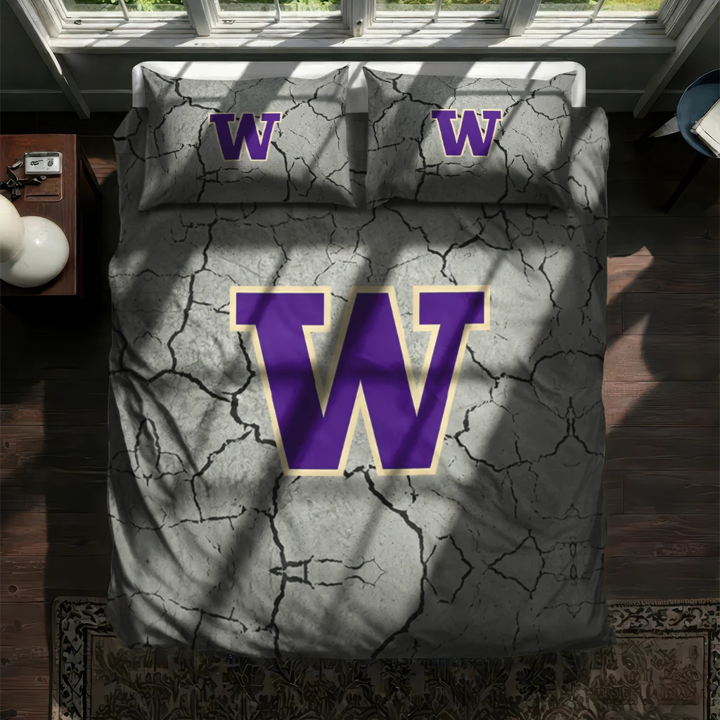 Washington Huskies Cracked Texture Bedding Set New Arrival Washington Huskies Cracked Texture Bedding Set New Arrival