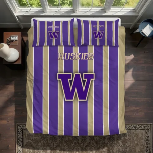 Washington Huskies Stripe Style Bedding Set Best Selling