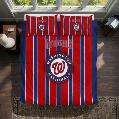 Washington Nationals Stripe Style Bedding Set Best Selling
