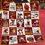 Washington Redskins Quilt Blanket Snoopy Cartoon Red White