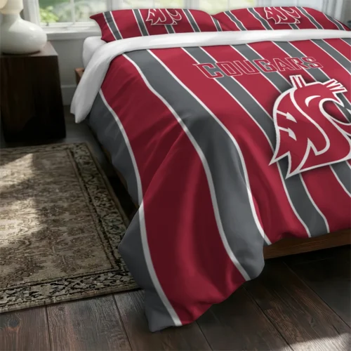Washington State Cougars Stripe Style Bedding Set Fashion Forward