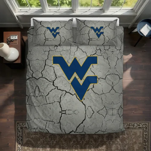 West Virginia Mountaineers Cracked Texture Bedding Set Best Selling