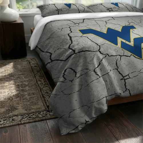 West Virginia Mountaineers Cracked Texture Bedding Set Fashion Forward