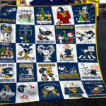 West Virginia Mountaineers Quilt Blanket - Snoopy Cartoon Blue Yellow 1 West Virginia Mountaineers Quilt Blanket Snoopy Cartoon Blue Yellow