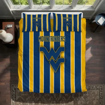 West Virginia Mountaineers Stripe Style Bedding Set Best Selling