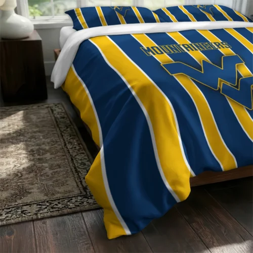 West Virginia Mountaineers Stripe Style Bedding Set Fashion Forward
