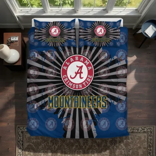 West Virginia Mountaineers Sunburst Splatter Bedding Set Best Selling