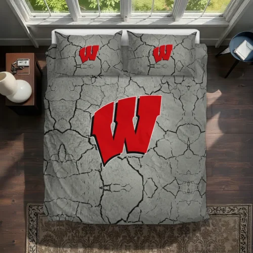 Wisconsin Badgers Cracked Texture Bedding Set Best Selling